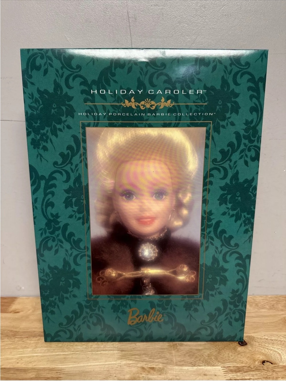 Holiday Caroler Porcelain Barbie Doll - Teal Box